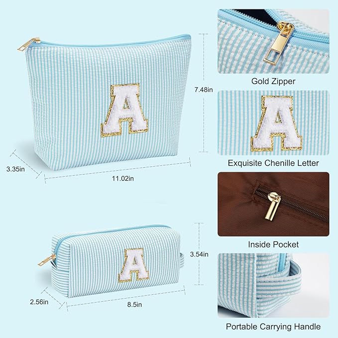 YOOLIFE Initial Makeup Bag for Women Girls - Teenager Girl Gift Ideas | Cute Make Up Bag | Personalized Gifts for Women Friends | Skin Care Bag | Mothers Day Gifts | Tween Girls Trendy Stuff Q