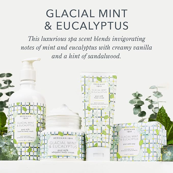 Beekman 1802 Glacial Mint & Eucalyptus Face Wipes - 30-Count - Scented - Cleanses, Nourishes & Hydrates - With Goat Milk, Aloe Vera - Good for Sensitive Skin - Cruelty Free