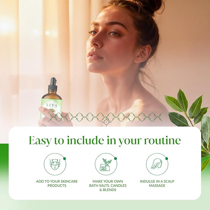 Siva Citronella Essential Oil - 4 Fl Oz – 100% Natural Citronella Oil - for Diffuser, Face, Skin Care, Aromatherapy, Hair Care, Scalp and Body Massage - with Dropper