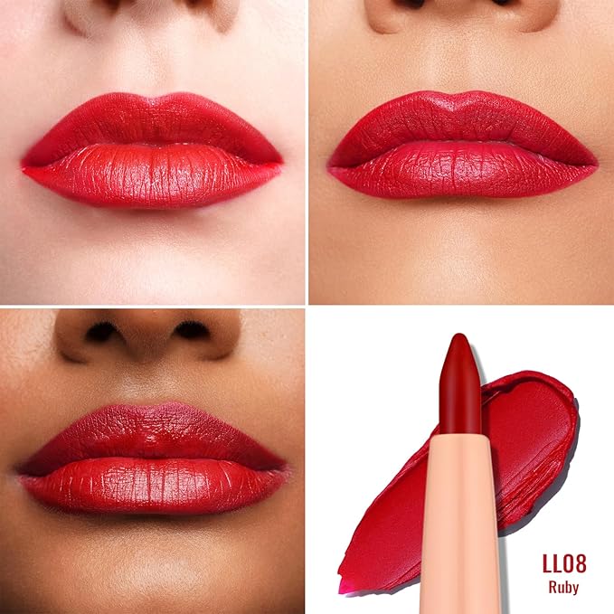 Oulac Waterproof Lipliner Pencil - Smooth and Creamy, Retractable Lip Makeup for Precision Application, Vegan & Cruelty-Free, LL08 Ruby