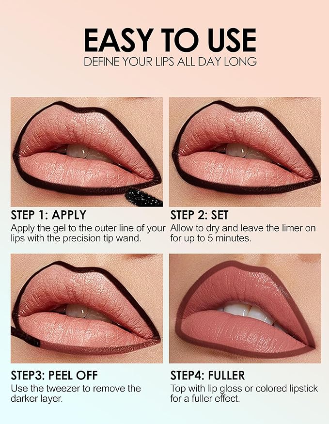 Erinde Matte Finish Peel Off Lip Stain, Long Lasting Tattoo Lip Liner, Waterproof Transfer Proof, Non-Stick Cup Nude Lip Stain Lipliner, 06