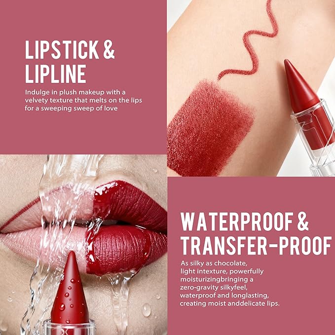 Orange Red Lipstick Gradient Matte Lipsticks Lip Liner Combo Set for Women Waterproof Long Lasting Lip Stick Pencil Cream Lip Liner and Lipstick Combo Makeup, E5