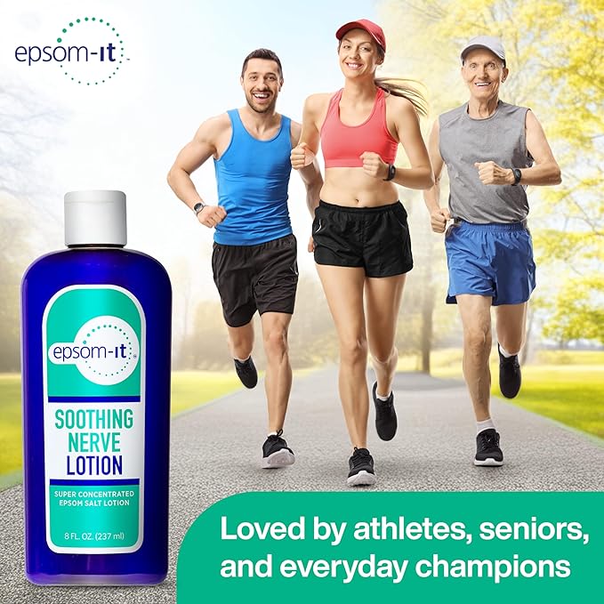Epsom-It Soothing Nerve Lotion - Epsom Salt Magnesium Lotion, Topical Magnesium Cream with Capsaicin & Arnica to Provide Comfort for Legs, Knee and Feet, 8.0 oz., 2-Pack