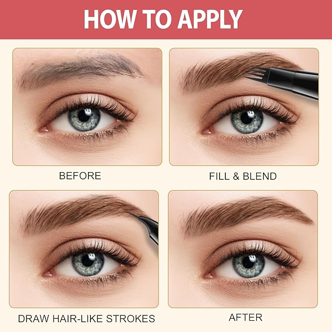 LAVONE Eyebrow Pen, 2-in-1 Eyebrow Pencils for Women with 4 Tip Microblading Eyebrow Pencil and Curved Precise Brow Pencil, Waterproof Eyebrow Pencil Create Full, Natural Hair-Like Brows, Ash Brown