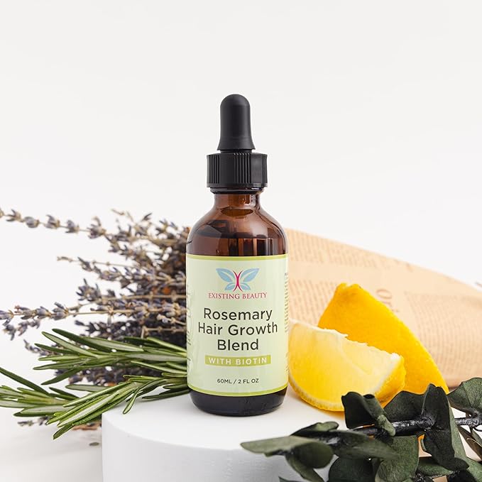 Rosemary Oil for Hair Growth - Biotin & Natural Blend by Existing Beauty - Stimulates Scalp, Nourishes Roots, Promotes Thicker, Fuller Hair for Women & Men - 2.02 fl oz by Existing Beauty