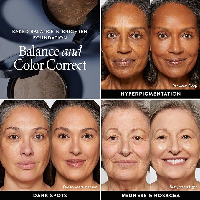 LAURA GELLER NEW YORK Award-Winning Baked Balance-n-Brighten To Go Travel Size Color Correcting Powder Foundation - Tan - Buildable Light to Medium Coverage - Demi-Matte Natural