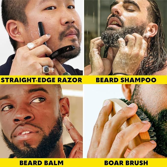 Beard Club Mens Grooming Kit & Beard Trimmer for Men - Professional Cordless Electric Hair & Moustache Trimmer, Straight Razor, Shampoo, Balm, Brush & Comb - Grooming Kit Gift Set