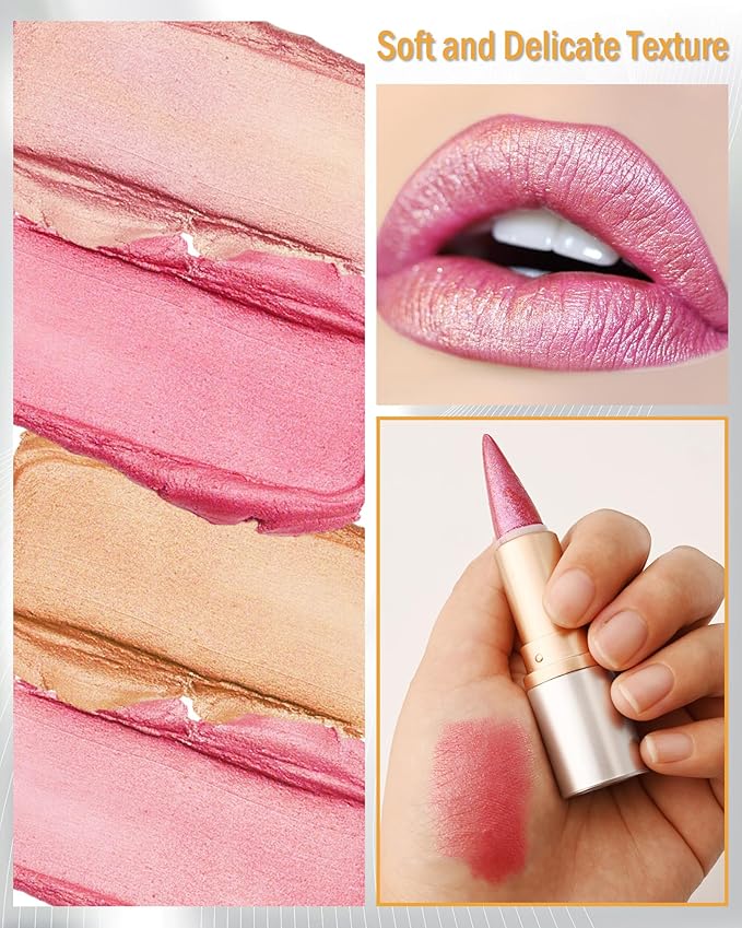 Brown Glitter Lipstick Lip Liner,Shimmer Metallic Matte Long-Lasting Waterproof Non-stick Lip Stain Tint,High Pigmented Lip Gloss Full Coverage lipcolor Pen,Christmas Makeup Gift for Women-05