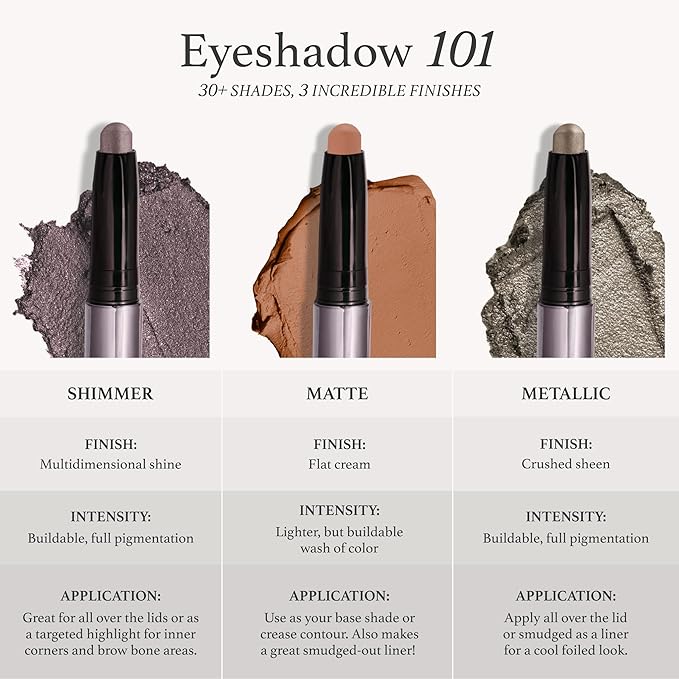 Julep Eyeshadow 101 Crème-to-Powder Waterproof Eyeshadow Stick Duo – Long-Lasting, Crease-Proof, Easy Apply with Built-in Smudger - Sand Shimmer and Smoky Tawny Matte