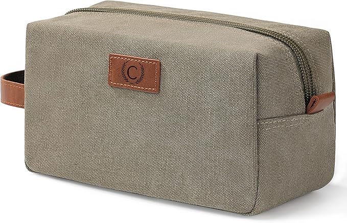 Janhavi Waterproof Personalized Toiletry Bag for Men, Beach Vacation Travel Essentials,Toiletry Bag with Hook, Laser Engraved Initials & Wheat Ear,Gifts For Him, Gifts For Husband(Olive Green C)