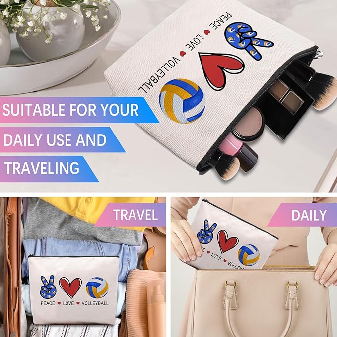 Volleyball Gifts for Women: Inspirational Makeup Cosmetic Bag, Travel Pouch