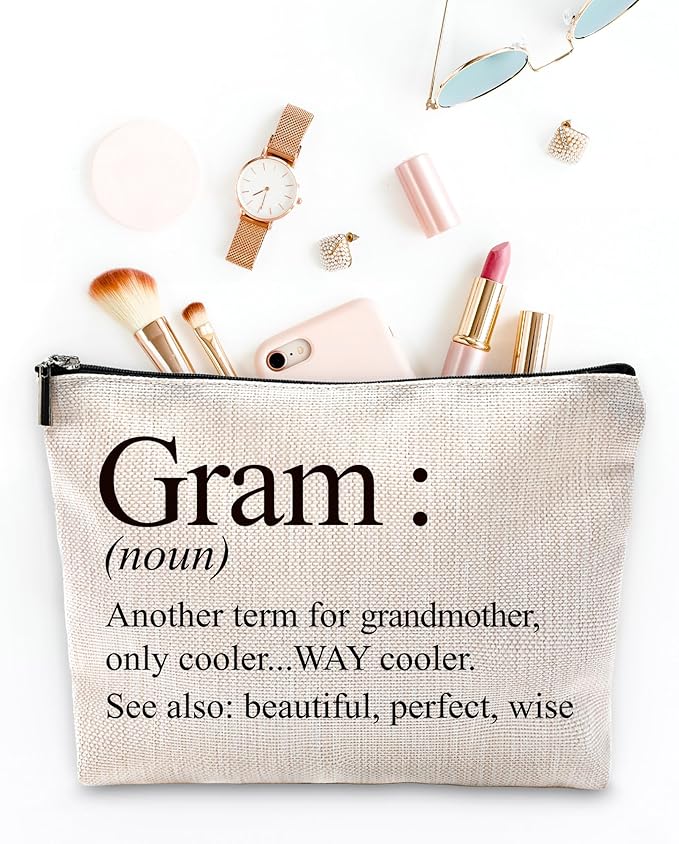 Sufamb Gram Gifts Makeup Bag, Gram Gifts for Mother's Day Birthday from Grandkids Cosmetic Bags, Best Grandma Gift Portable Small Toiletry Bag Zipper Makeup Pouch