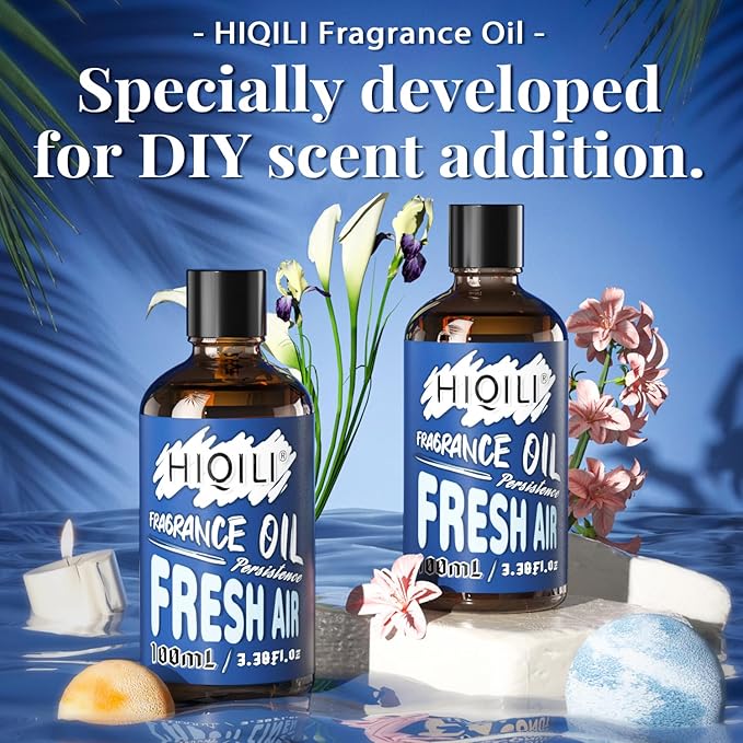 HIQILI Fresh Air Fragrance Oil 100ml for Diffuser Car Freshies, Clean Fresh Scent for Candle Making Soap Laundry 3.38 Fl Oz
