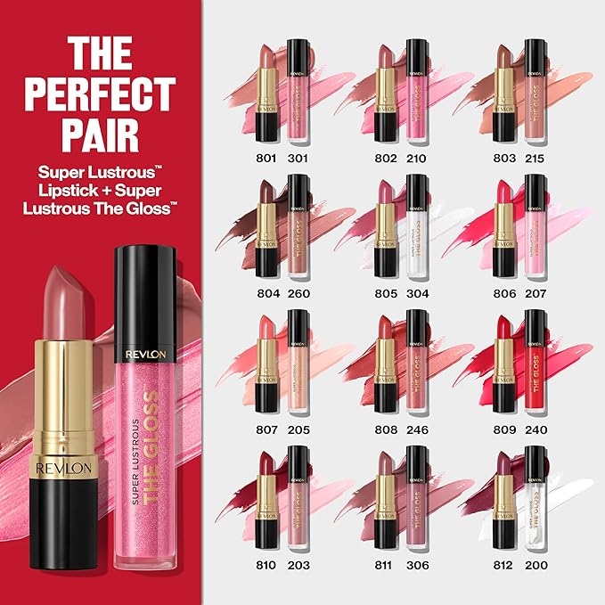 REVLON Super Lustrous Lip Gloss, Non-Sticky, Hydrating, High Shine Finish, 230 Sugar Violet, 0.13 oz (Pack of 2)