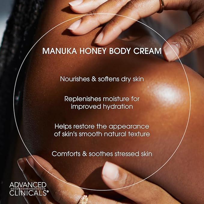 Advanced Clinicals Unscented Retinol Body Lotion & Face Moisturizer + Manuka Honey Body Cream For Women & Men | 2PC Skincare Set Helps Reduce Appearance Of Crepey Skin + Extremely Dry Skin, 2pc Set