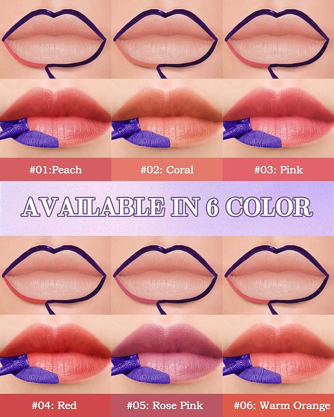 Lip Stain Peel Off, Waterproof Long Lasting Qiciy Tattoo Lip Gloss Color Peel Off Lips Tint Stain, Transfer-Proof Matte Tinted Lips Liner, High Pigmented Tattoo Lipstick Women Makeup-06 Warm Orange
