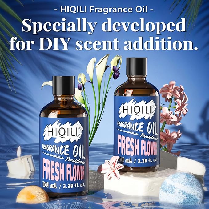 HIQILI Fresh Flower Essential Oil 100ml - Floral Fragrance Oil for Aromatherapy, Air Freshener, Large Room, Candle Scents for Candle Making, Soap Making - Fresh Scented Diffuser Oil 3.38 Fl Oz