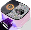 LIMEGIRL UV LED Nail Lamp Kit for Gel Polish Professional Fast Curing Pink Dryer Light Set with 4 Timer Settings Cordless Rechargeable Nail Art Cure Machine with UV Gloves for Manicure Pedicure