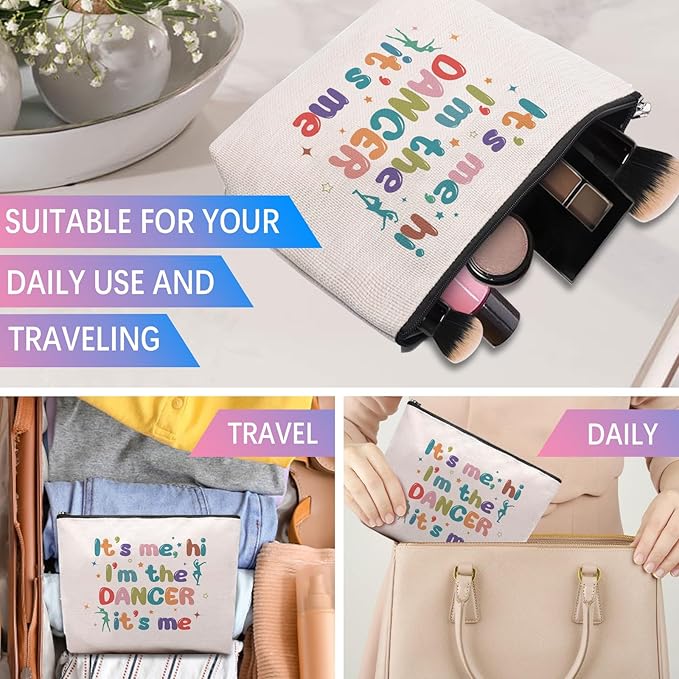 Dance Dancer Gifts Makeup Bag, Birthday Gifts for Dancers, Dance Bag Stuff for Women, It's Me Hi I'm The Dancer Cosmetic Bag, Dancing Teammate Gift for Women