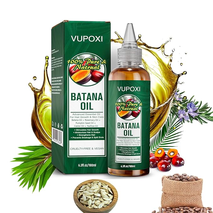Batana Oil for Hair Growth: 5-in-1 Liquid Hair Oil Blend with Rosemary, Tea Tree, Castor, Pumpkin Seed - 180mL (6.3 fl.oz)