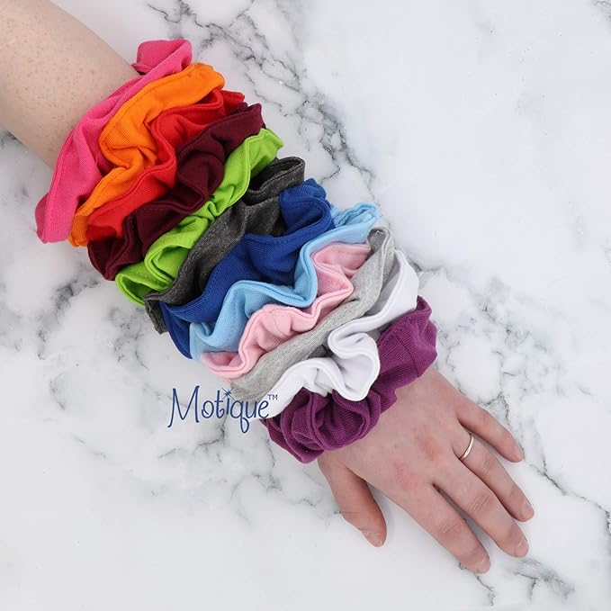 6 Pack Large Solid Scrunchies Hair Elastics-Burgundy