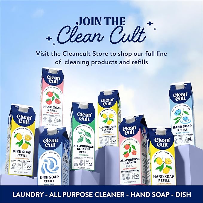 Cleancult Liquid Hand Soap Refill - Water Blossom - Moisturizes Dry & Sensitive Skin - Made with Aloe Vera & Essential Oils - Eco Friendly - Paper-Based Packaging - 32 oz/1 Pack