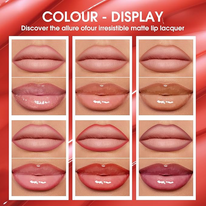 6pcs Hydrating Lip Oils + Lip Liner Pencil Lip Combo Sets, 24H Long-Lasting Lip Kit with Lip Liner and Gloss, Nourishing, Non-Sticky Tinted Stain Lip Gloss Plumping Lip Oil Set for Women(Set A)