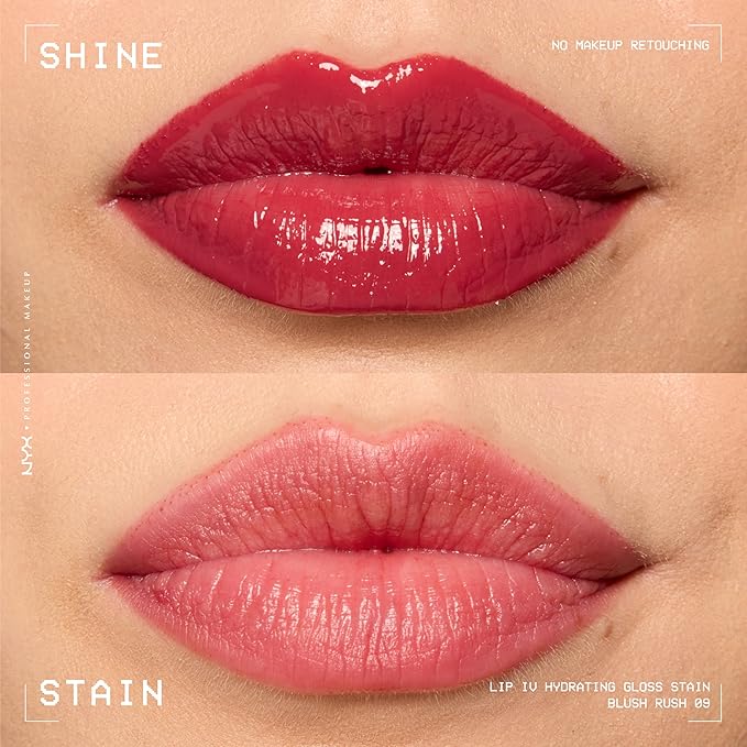 NYX PROFESSIONAL MAKEUP Lip IV Hydrating Glossy Lip Stain with 12HR Hydration - Blush Rush (Pink)