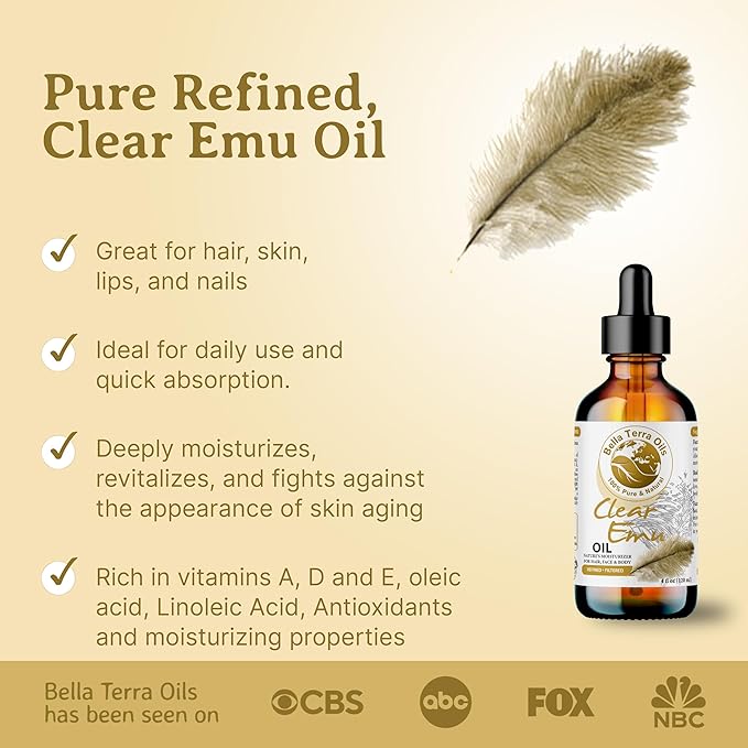 Bella Terra Oils Clear Emu Oil for Hair and Skin – 1gallon, Highly Absorbable, Moisturizing, Non-Greasy, Revitalizing