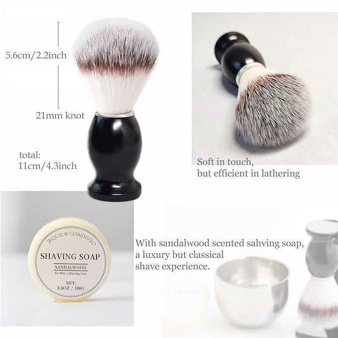 Shaving Brush Set for Men, 4pcs Shaving Set Includes Shaving Brush Shaving Soap, Bowl and Shaving Brush Stand