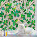 Stained Glass Window Privacy Film Decorative Rainbow Static Clings – Ideal for Home & Office, Adhesive-Free, Removable, UV-Blocking (Green Rainbow, 17.5 X 157.4 in)