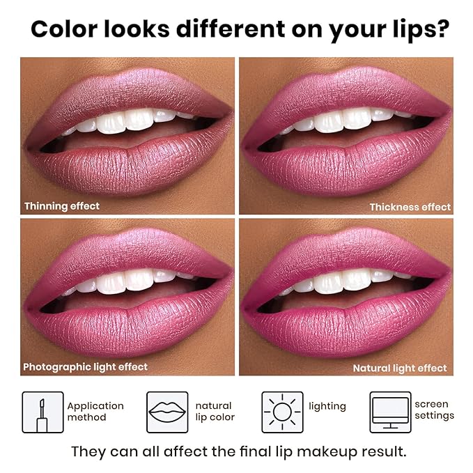 Metallic Liquid Lipstick Mauve Pink Purple – High Pigment Long-Lasting Waterproof Lip Gloss with Metallic Finish, Smudge-Proof, Non-Sticky, Comfortable Lip Makeup for Party & Daily Wear (Pure Joy)