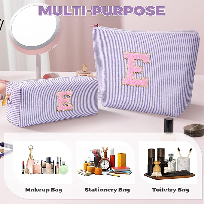 Teen Girl Travel Essentials - Birthday Gifts for Girls Teens Kids Daughter Sister Her,Cute Trendy Stuff Makeup Bag Set Cosmetic Bag - Lavender,E