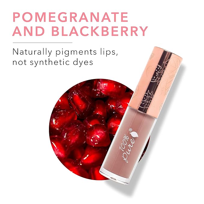 100% PURE Lip Gloss (Fruit Pigmented), Pink Caramel, High Shine, Moisturizing, Natural Lip Gloss, Sheer Finish, Tinted Lip Gloss w/Cocoa Butter, Vitamin E (Nude Rosy Brown Color) - 0.14 Fl Oz