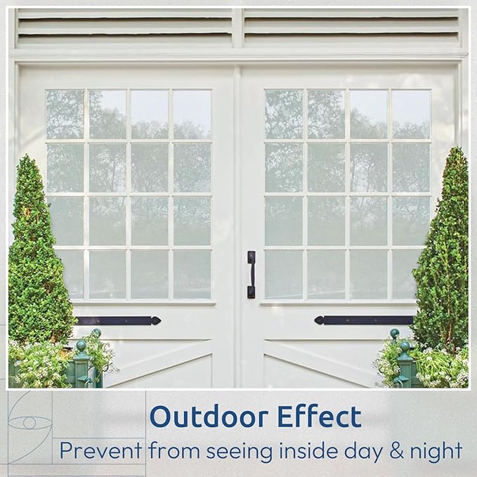 rabbitgoo Window Privacy Film, Non-Adhesive Frosted Glass Window Film for Bathroom, Static Cling Heat Blocking Stickers for Home Indoor Opaque Frosting Coverings House Tint, Matte White 11.8" x 157"