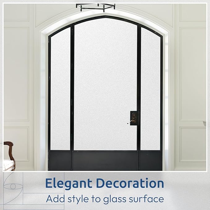rabbitgoo Window Privacy Film, Non-Adhesive Frosted Glass Window Film for Bathroom, Static Cling Heat Blocking Stickers for Home Indoor Opaque Frosting Coverings House Tint, Matte White 11.8"x 78.7"
