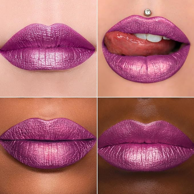 MAKI YIKA 3Pc Metallic Lipstick for Women Red Pink Brown Glitter Lipsticks Long Lasting Lipstick Smudge Proof Liquid Lip Gloss, Red/Pink/Nude