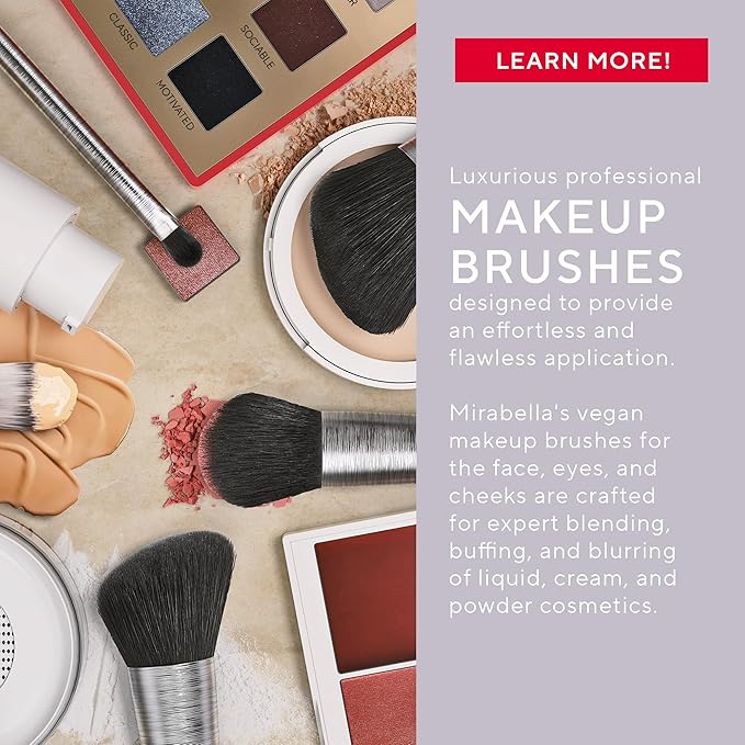 Mirabella Eyeshadow Brush, Premium Professional Makeup Brush Collection, Cruelty-Free Synthetic Bristle Brush with Hand-Sculpted Brushed Aluminum Handle, Luxury Blending Brush for Makeup