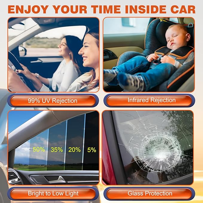 Car Window Tint Film-50% VLT Premium Cabon Tinting Roll | 24IN x 25FT| UV Shielding| Heat Resistance| Enhanced Privacy| Scratch Resistant| Professional Quality Window Tint Film for Auto