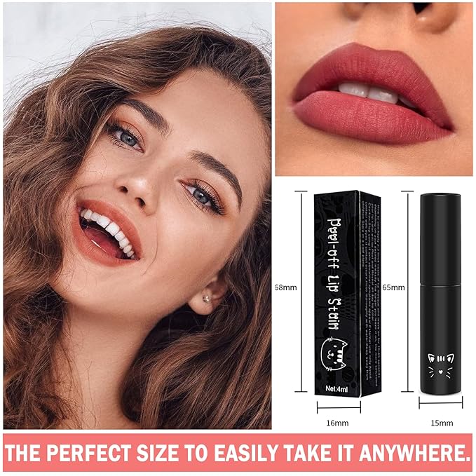 Peel Off Lip Stain Lip Tint Matte Liquid Lipstick Nude Lip Gloss Long Lasting Waterproof Lip Tint Stain Non-stick Cup Peel Off Lipstick Lip Makeup for Women Girls - 01