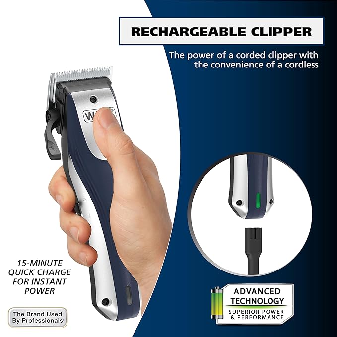 Wahl Lithium Ion Pro Rechargeable Cordless Hair Clippers for Men, Woman, & Children with Smart Charge Technology for Convenient at Home Haircutting - Model 79470