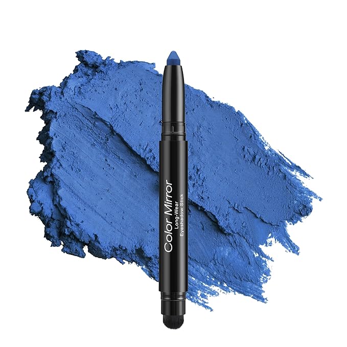 Cream Waterproof Hypoallergenic Eyeshadow Stick, long wear Metallic Glitter Matte Eye Shadow Pencil With Makeup Brush, Eye Brightener, 61 Sapphire Matte