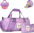 Christmas Gifts for Grandkids, Girls Travel Duffel Bag, Kids Initial Overnight Bags with Shoe Compartment, Personalized Gym Ballet Dance Bag with Makeup Pouch, Gift for Kid (Letter G)