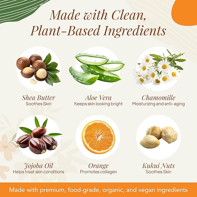 Saavy Naturals Body Wash Sweet Orange Plant-Based Ingredients| Made In USA | Sensitive Skin Body Wash, l Organic & Vegan Formula With Coconut Oil, Shea Butter, And Aloe Vera - 8.5 Fl Oz