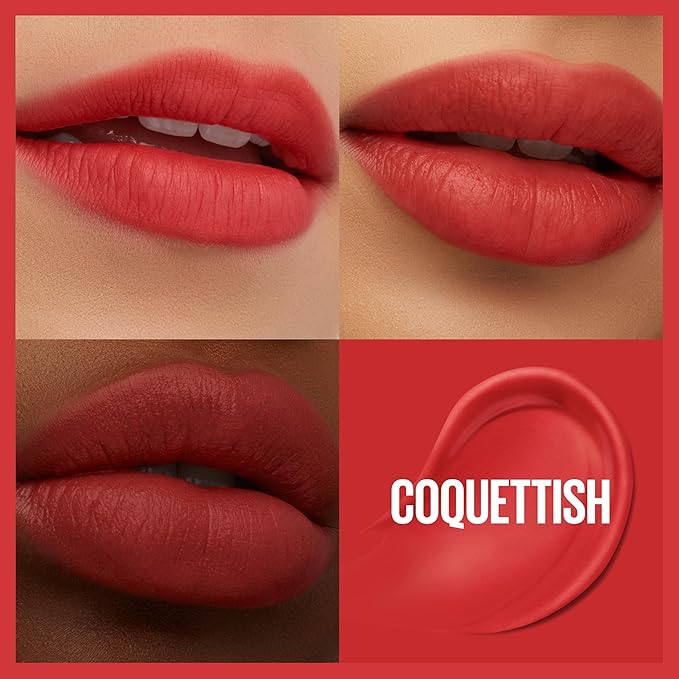 MAYBELLINE Super Stay Teddy Lip Tint, Long Lasting Matte Lipstick For Up To 12HR Wear, Coquettish, 1 Count