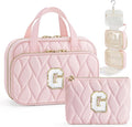 YOOLIFE Graduation Gifts for Her - Hanging Toiletry Bag for Women, Travel Toiletry Bag Makeup Bag, Personalized Travel Essentials for Women - Letter G Pink