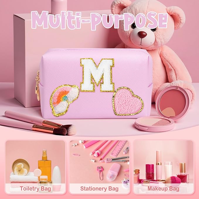 Birthday Gifts for Kids 4 5 6 7 8 9 10 11 12 year Old, Girl gifts Skin Care, Letter Pouch Cosmetic Toiletry Bag, Personalized Gift for Girl, Gift Bags
