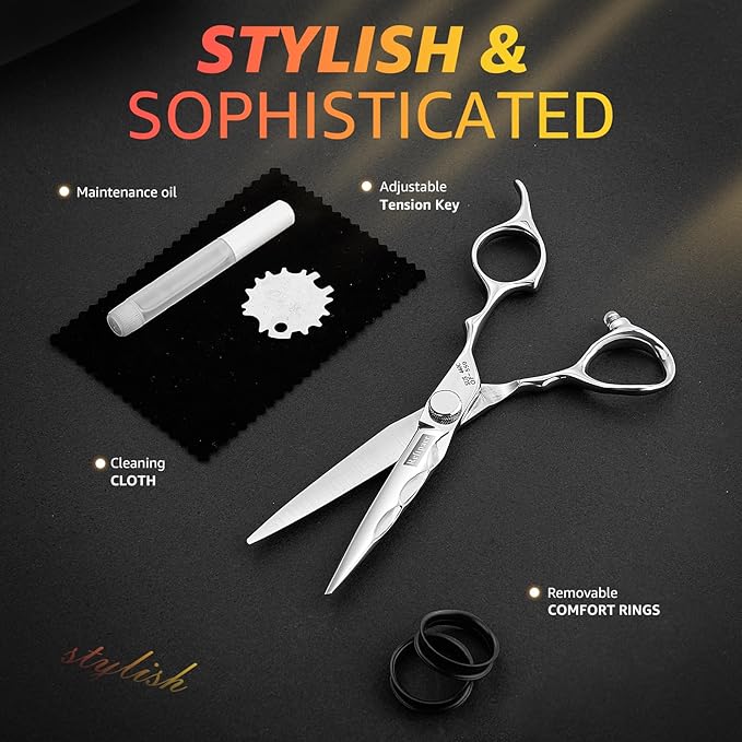 Professional Hair Cutting Shears -SUS440C Stainless Steel Barber Scissors with Ergonomic Handle,Ultra Sharp Blades for Salon (Modern, 5.5)