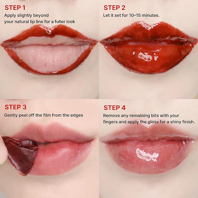 Peel Off Waterproof Lip Tattoo 6g - 24h Long Lasting Korean Lip Stain, Transfer Proof Matte Blush Red with plumping effect (Blush Red)