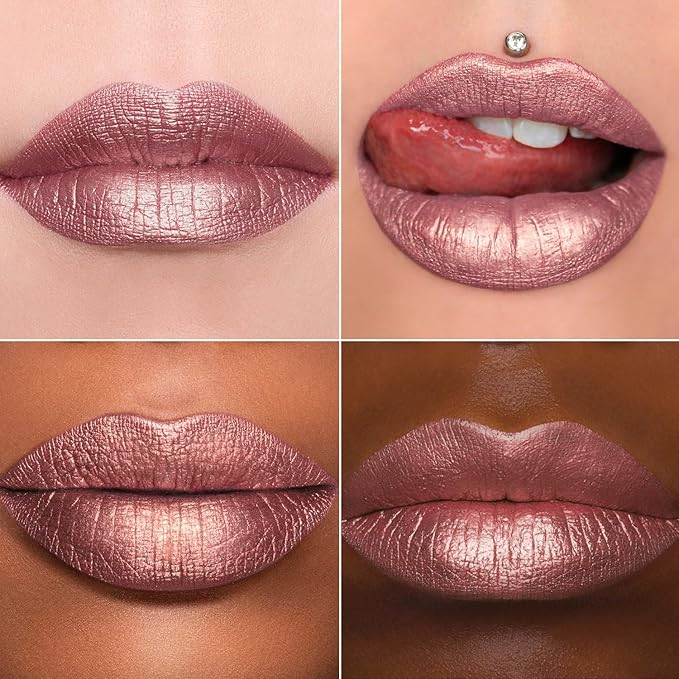 MAKI YIKA 3Pc Metallic Lipstick Long Lasting, Hot Pink Red Brown Glitter Lipsticks, High Shine Lipstick No Smudge No Transfer Liquid Lip Gloss (Hot Pink/Red/Brown)